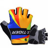 3D GEL Pad Bright Green Sport Gloves With Reflective Half Finger
