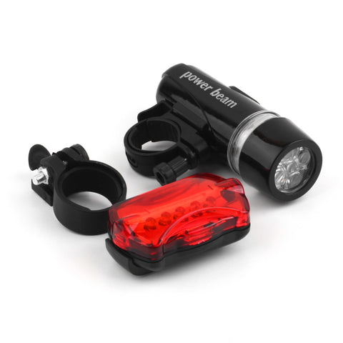 Bicycle Light Set Super Bright 5 LED Headlight, 3 LED Taillight, Quick-Release